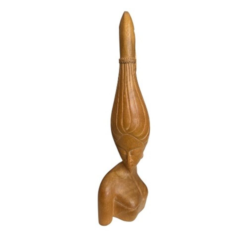 Southeast Island Solid Wood Hand Carved Woman Figure High Hair
